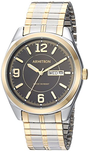 Armitron Men's Day/Date Easy to Read Metal Expansion Bracelet Watch, 20/4591 Two Tone/Black von Armitron