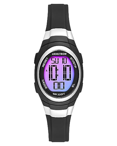 Armitron Sport Damen-Armbanduhr Digital Chronograph Resin Armband 45/7034, schwarz/Regenbogen, Modern von Armitron
