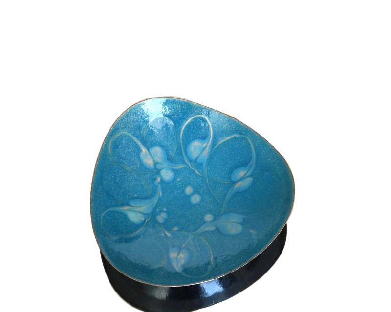 Kleine Ringschale Aus Kupfer Mit Blauer Emaille von ArmoireAncienne