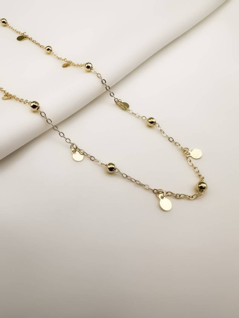 925 Silber Halskette in Gold, Satellitenkette Mit Plättchen, Damenhalskette Silber, Plättchen 925 Silber Halskette in Gold, Satellitenkette Mit Plättchen, Damenhalskette Silber, Plättchen von ArmoniaCollier