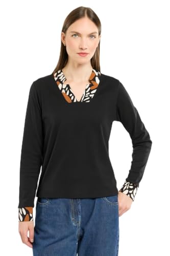 Armor Lux Damen 76815_rlt T-Shirt, Schwarz mit geschnittenen Blättern, 4X-Large von Armor Lux
