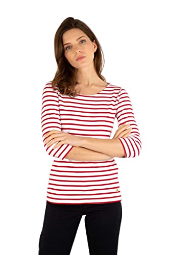 Armor Lux Damen Guerande T-Shirt, Mehrfarbig (Blanc/Braise 320), Medium (Herstellergröße: 2) von Armor Lux