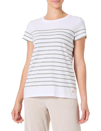 Armor Lux Damen Marinière Etel À Manches Courtes et Col Bateau en Coton Léger Femme T-Shirt, Weiß/Shadow, M von Armor Lux
