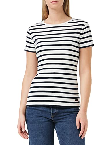 Armor Lux Damen Morgat T-Shirt, Mehrfarbig (Blanc/Rich Navy Bi9), Large (Herstellergröße: 3) von Armor Lux