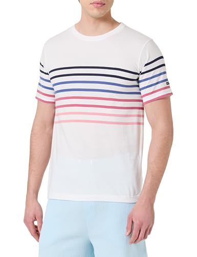 Armor Lux Herren À Manches Courtes Rayé en Coton Léger Col Rond Homme T-Shirt, Milk/Multicol E25, L von Armor Lux