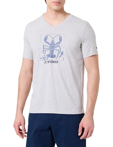 Armor Lux Herren À Manches Courtes en Coton Léger Col V Homme T-Shirt, Je M'homard/Grau meliert, M von Armor Lux