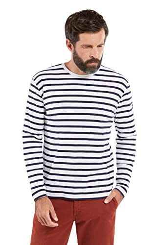 Armor Lux Herren Marine-Stil Crozon aus Baumwolle T-Shirt, Mehrfarbig (Blanc/Navire 400), Medium von Armor Lux