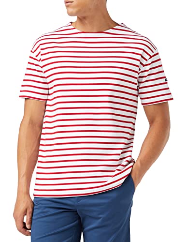 Armor Lux Herren kurzen Ärmeln im Marine-Stil Doëlan aus Dicker Baumwolle T-Shirt, Mehrfarbig (Blanc/Braise 320), XX-Small (Herstellergröße: 0) von Armor Lux