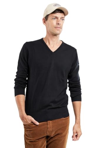 Armor Lux Herren V-Ausschnitt Henvic aus Baumwolle Pullover, Schwarz (Noir 010), Large von Armor Lux