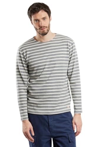 Armor Lux Herren Marinière aus rustikale Baumwolle Pullover, Misty Grey/Nature, M von Armor Lux
