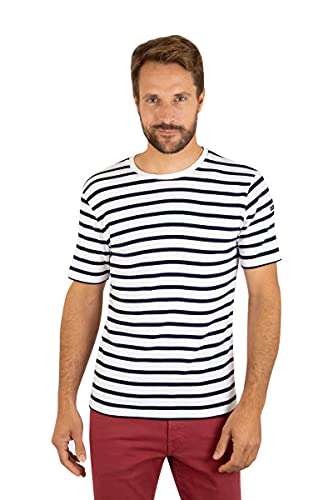 Armor Lux Herren Morgat T-Shirt, Mehrfarbig (Blanc/Navire 400), Large von Armor Lux