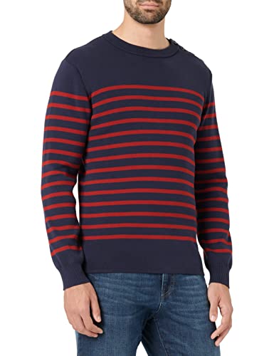 Armor Lux Herren Matrosenpullover Groix aus Baumwolle Pullover, Mehrfarbig (I78 Navi/Chili Red I78 Navie/Chili Red), Large von Armor Lux