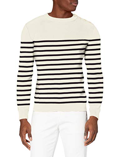 Armor Lux Herren Marin "Groix" Homme Pullover, Weiß (6rl Milk/Navire 6rl), L EU von Armor Lux