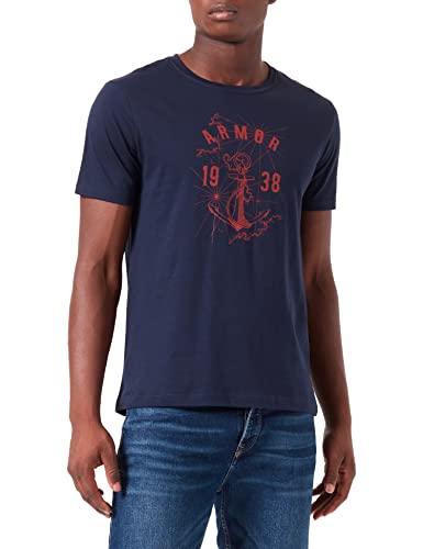 Armor Lux Herren Siebdruck T-Shirt, Marine Deep/Anker auf Cart, S von Armor Lux