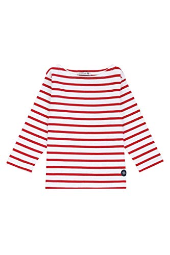 Armor Lux Mädchen Kinder Marine-Stil Loctudy aus Dicker Baumwolle T-Shirt, Mehrfarbig (Blanc/Braise 320), 12 Jahre von Armor Lux