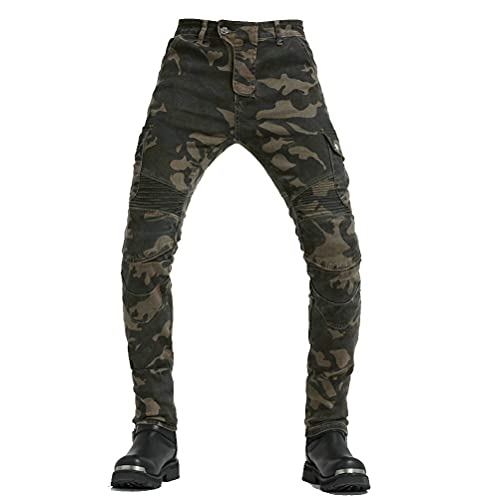 Biker Jeans Herren Motorrad Racing Hose verstärkt mit Aramid Schutz mit 4 x Upgrade Knie Hüfte Pads, mehrfarbig, XL von Armor Qtrees