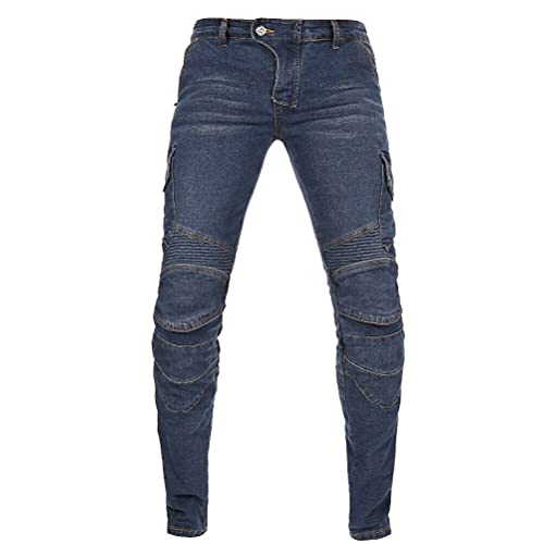 Motorradjeans Herren Motorrad Racing Hose verstärkt mit Aramid Schutz mit 4 x Upgrade Knie Hüfte Pads, blau, M von Armor Qtrees