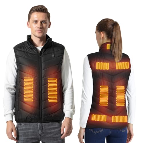 Armorget Beheizbare Weste, 3 Temperaturregelung mit 9 Heizzonen, USB-Aufladbare Heizweste, Beheizbare Jacke für Outdoor-Camping und Wandern XXL Schwarz(Netzteil Nicht im Lieferumfang Enthalten) von Armorget