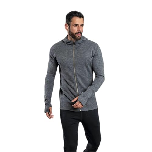 Arms of Andes AoA | Men's Alpaca Wool Hoodie Jacket: 420 Midweight Full-Zip | Gray XL von Arms of Andes