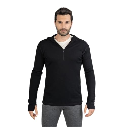 Arms of Andes AoA | Men's Alpaca Wool Hoodie: 300 Lightweight Half-Zip | Black XXL Arms of Andes AoA | Men's Alpaca Wool Hoodie: 300 Lightweight Half-Zip | Black XXL von Arms of Andes