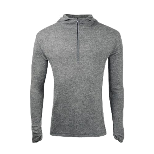 Arms of Andes AoA | Men's Alpaca Wool Hoodie: 300 Lightweight Half-Zip | Gray S von Arms of Andes