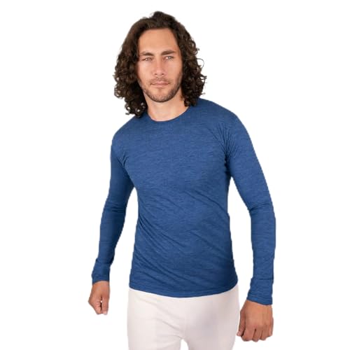 Arms of Andes AoA | Men's Alpaca Wool Long Sleeve Base Layer: 160 Ultralight | Natural Blue L von Arms of Andes
