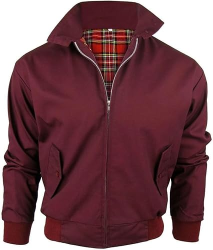 Army And Workwear Harrington Herren-Bomberjacke mit Schottenkaro-Futter, hergestellt in Großbritannien, klassische Bomberjacke mit Reißverschluss, 5XL von Army And Workwear