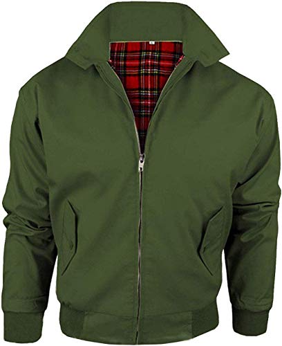 Army And Workwear Harrington-Jacke mit kariertem Futter, gefertigt in Großbritannien, Herren, mit Reißverschluss, Klassische Bomberjacke von Army And Workwear