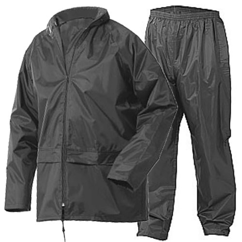 ERWACHSENE-WASSERDICHT REGENANZUG JACKE & HOSE SET REGEN ÜBER ANZUG MIT KAPUZE STURM-MANTEL - Schwarz, 4XL von Army And Workwear