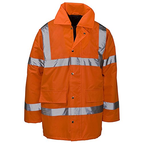 Herren Hi Viz Lang Konstruktion Seite Parker Arbeitskleidung Uniform Jacke Mantel Warnschutz, Orange - Orange, XXL von Army And Workwear