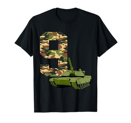 Jungen 9. Geburtstag Militär Tank Battle Truck 9 Jahre alt Kinder T-Shirt von Army Tanks 9 Year Old Toddler Boys Kids Outfit