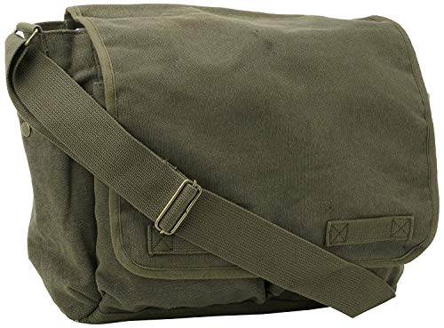 Army Universe Olive Green Original Heavyweight Classic Military Messenger Bag with Pin von Army Universe