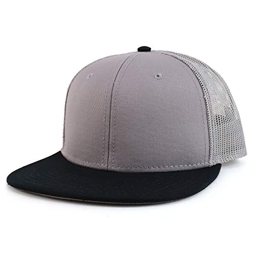 Armycrew Oversize XXL Blank Flatbill Mesh Snapback Cap, Grau / Schwarz, XX-Large von Armycrew