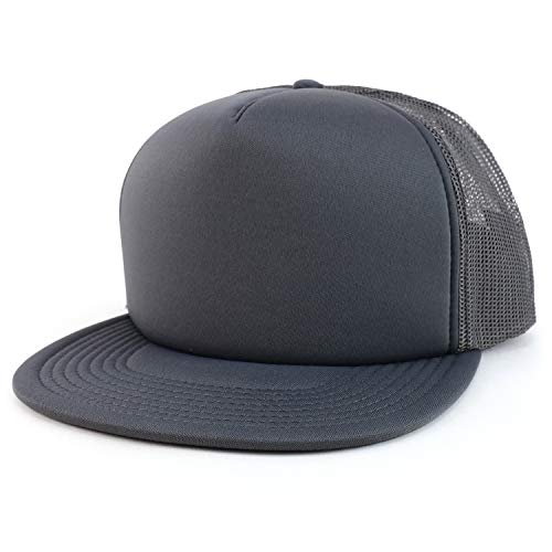 Armycrew Oversized XXL 5 Panel Flat Bill Foam Trucker Mesh Back Baseball Cap, anthrazit, XX-Large von Armycrew
