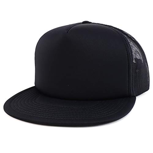 Armycrew Oversized XXL 5 Panel Flat Bill Foam Trucker Mesh Back Baseball Cap, schwarz, XX-Large von Armycrew