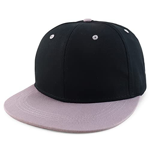 Armycrew Übergroße 2XL strukturierte Flatbill Snapback Kappe für große Köpfe, Schwarz Grau, XX-Large von Armycrew