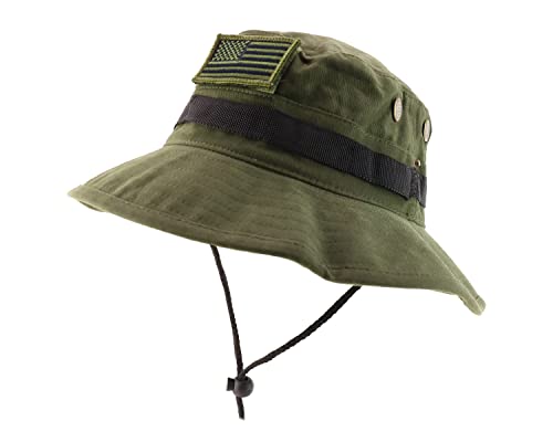 Armycrew XXL Große Größe Boonie Dschungel Outdoor Hut mit amerikanischer Flagge Patch, olivgrün, XL/XXL von Armycrew