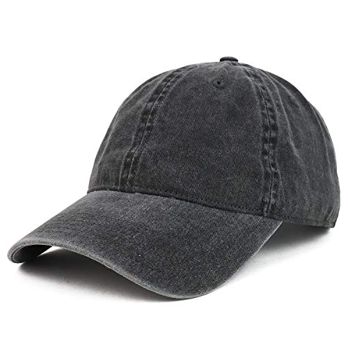 Armycrew Herren XXL Oversize Big Washed Cotton Pigment Dyed Unstructured Baseball Cap Verschluss, Schwarz von Armycrew