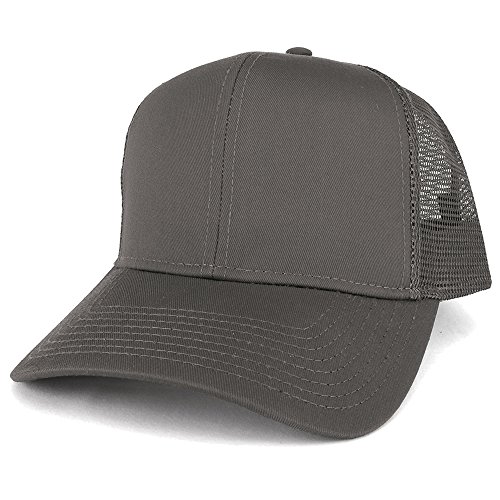 Armycrew XXL Oversize High Crown Adjustable Plain Mesh Back Trucker Baseball Cap, anthrazit, Einheitsgröße von Armycrew