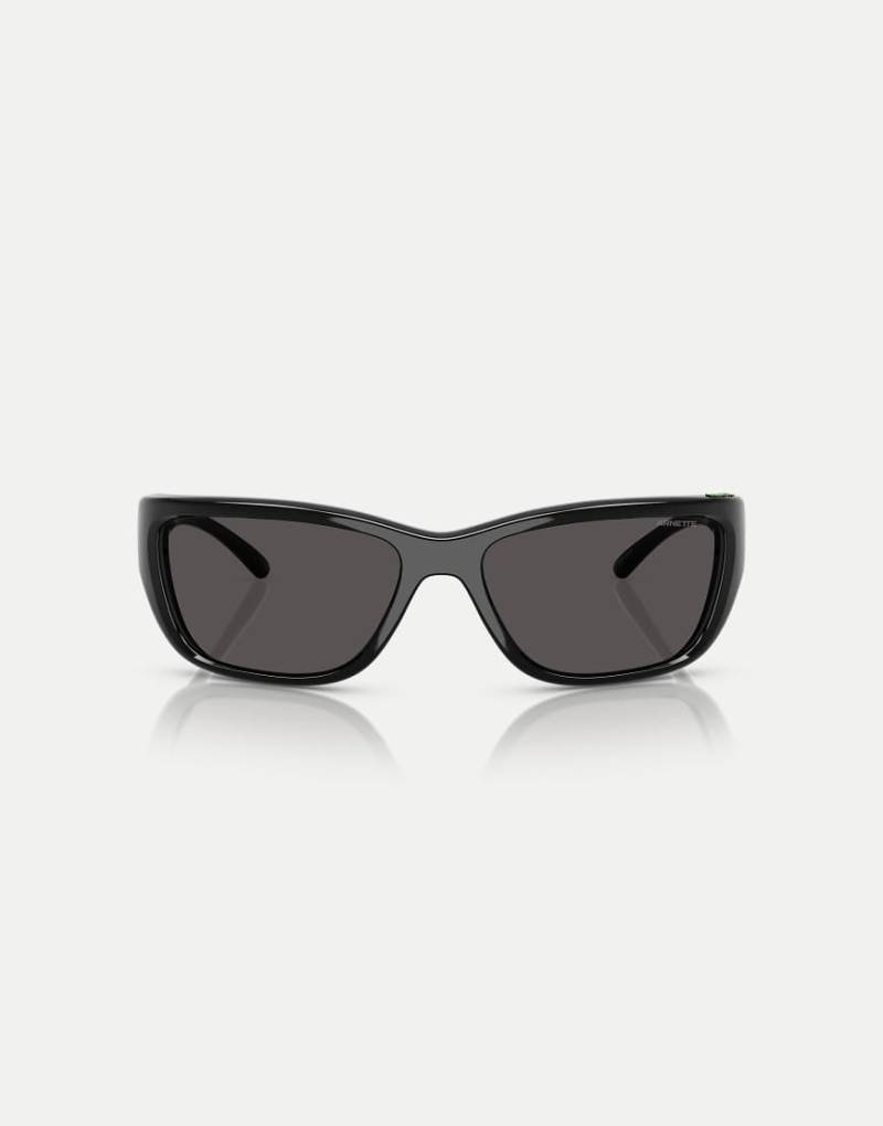 Arnette - Bubblewrap - Rechteckige Sonnenbrille in Schwarz mit grauen Gläsern von Arnette