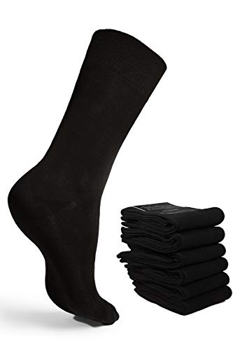 ArnsteiN Premium 6 Paar schwarze Herrensocken-Größen 39-46-klassische Socken Freizeit/Arbeit-Damen Herren-Öko Tex 100 zertifiziert-hochwertige Baumwolle ohne Gummi (schwarz, 39-42) von ArnsteiN