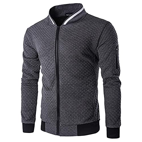 Aro Lora Herren Casual Zipper Sweatshirts Cardigan Langarm Bomberjacke Dunkelgrau 3XL von Aro Lora