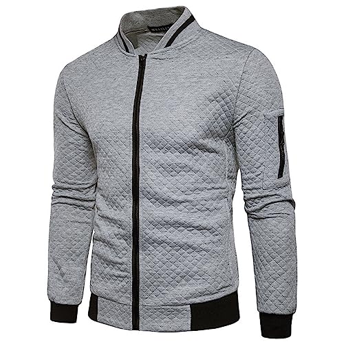 Aro Lora Herren Casual Zipper Sweatshirts Cardigan Langarm Bomberjacke Grau 3XL von Aro Lora