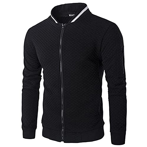 Aro Lora Herren Casual Zipper Sweatshirts Cardigan Langarm Bomberjacke Schwarz 2XL von Aro Lora