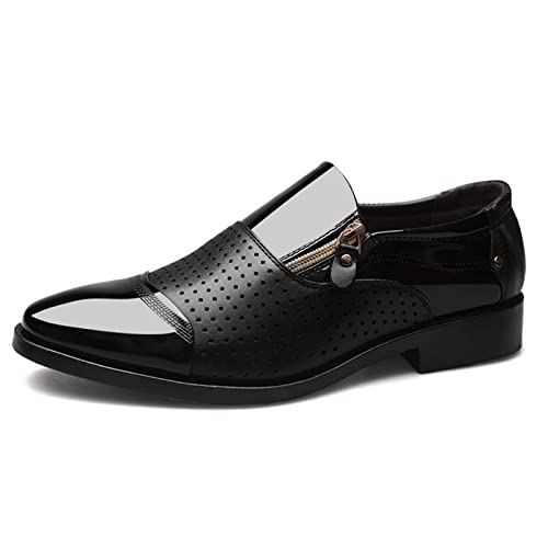 Aro Lora Herren Mokassins Lederschuhe Slip On Loafers Slipper Fahren Klassische Bussnis Derby Oxford Schuhe Flach Freizeitschuhe LöcherSchwarz 44 EU von Aro Lora