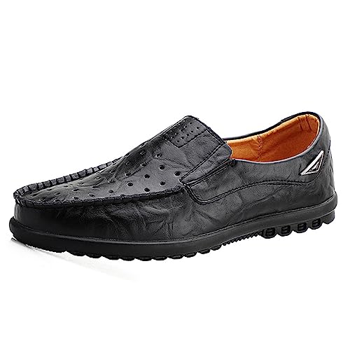 Aro Lora Herren Mokassins Slipper Business Penny Loafers Schuhe Leder Schuhe Komfort Fahrschuhe Flache Hausschuhe LöcherSchwarz 43 EU von Aro Lora