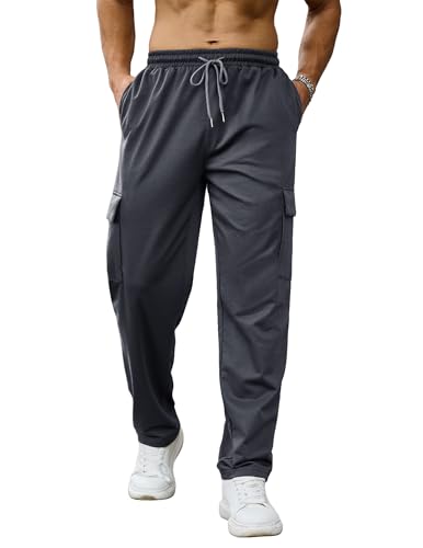 Aro Lora Jogginghose Herren Trainingshose Yogahose Leichte Fitness Hose mit Taschen Atmungsaktiv Freizeithose Sporthose Grau 3XL von Aro Lora