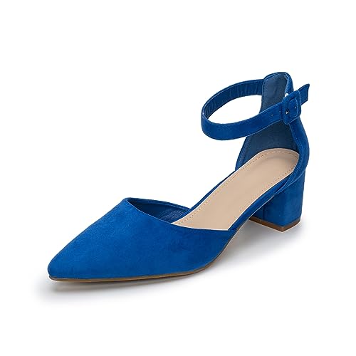 Daman Pumps Riemchenpumps Bequeme Pumps mit Absatz Riemchenpump BlauWildleder 39 von Aro Lora