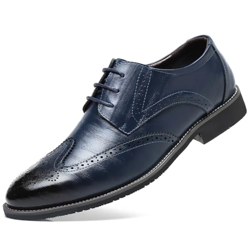 Herren Brogue Anzugschuhe Schnürhalbschuhe Oxford Hochzeit Business Lederschuhe Blau 41 von Aro Lora