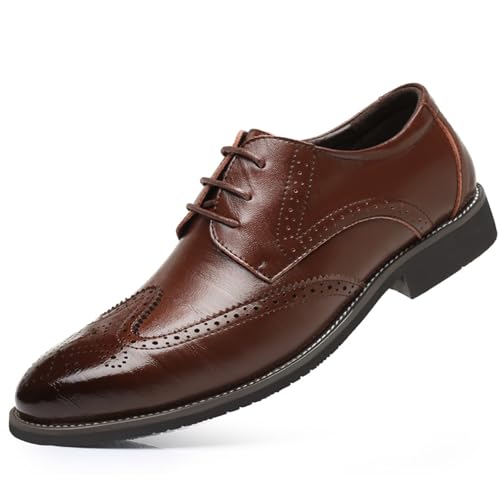 Herren Brogue Anzugschuhe Schnürhalbschuhe Oxford Hochzeit Business Lederschuhe Braun 41 von Aro Lora